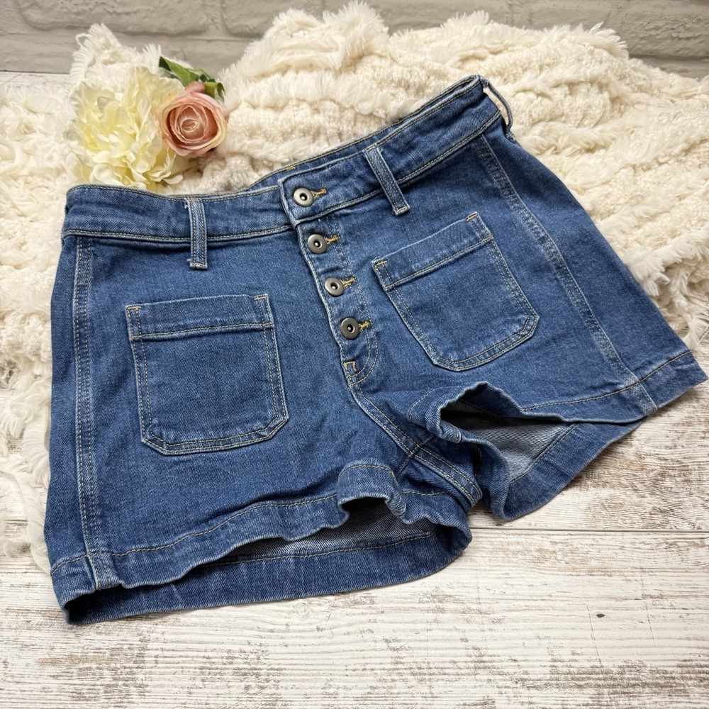 Hippie High Rise Button Fly Denim Short Shorts Ultra Mini Sz 2 Mom Jean Shorts